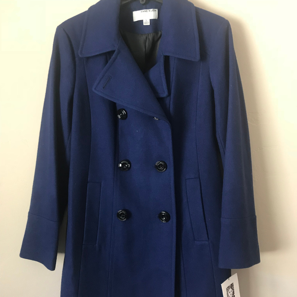 NEW ANNE KLEIN Classic Double Breasted Coat Size L